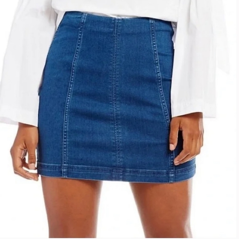Free People Denim Mini Modern Femme Skirt 2